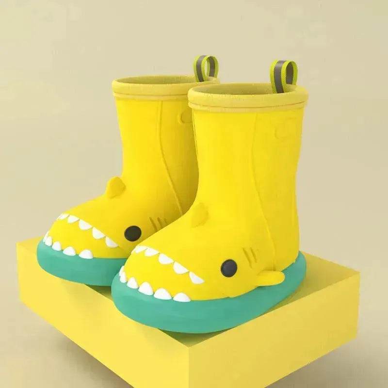 Children Boys Girls Cute Cartoon Waterproof Shoes Safety Rubber Shark Slippers Kids Rain Boots - www.Shopthatapp.com