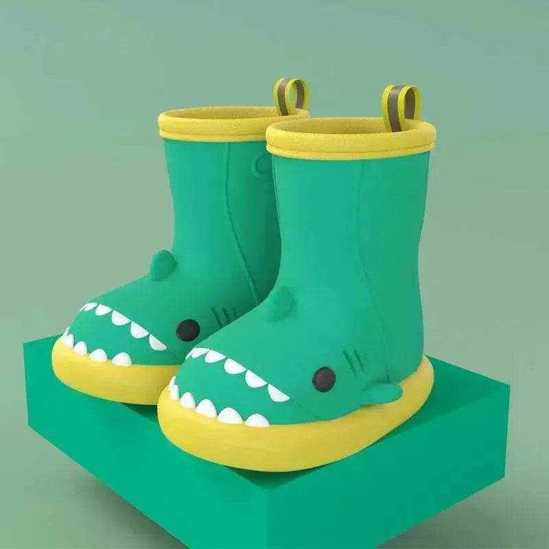 Children Boys Girls Cute Cartoon Waterproof Shoes Safety Rubber Shark Slippers Kids Rain Boots - www.Shopthatapp.com