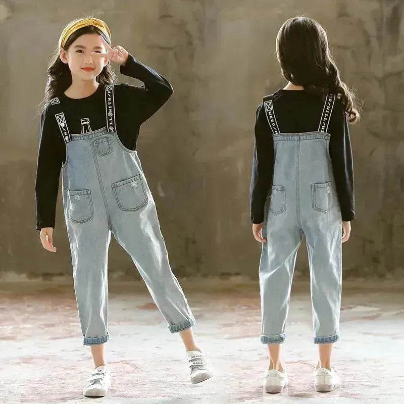 Children Jeans  Denim Strap Romper Jumpsuit Pant - www.Shopthatapp.com