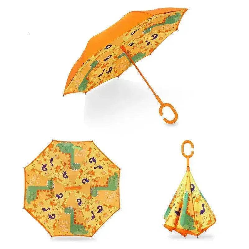 Children's Colorful Handle Reverse Umbrella Set Baby Cartoon Umbrella - www.Shopthatapp.com