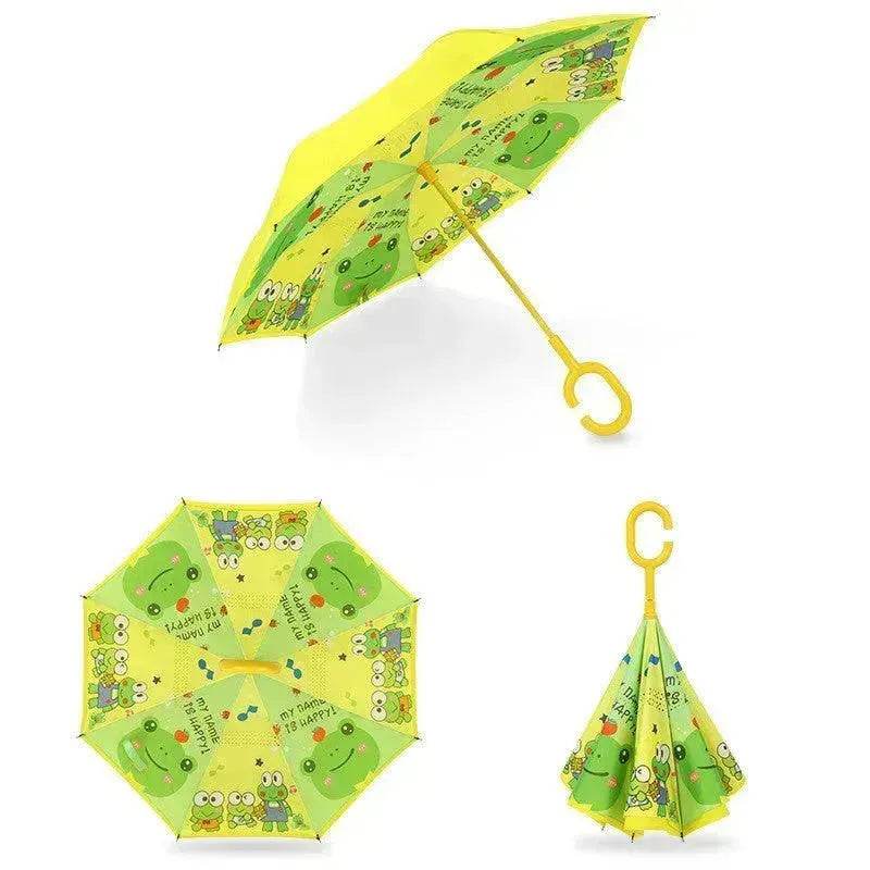 Children's Colorful Handle Reverse Umbrella Set Baby Cartoon Umbrella - www.Shopthatapp.com