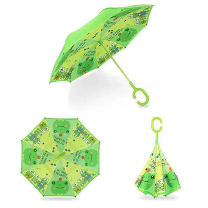 Children's Colorful Handle Reverse Umbrella Set Baby Cartoon Umbrella - www.Shopthatapp.com