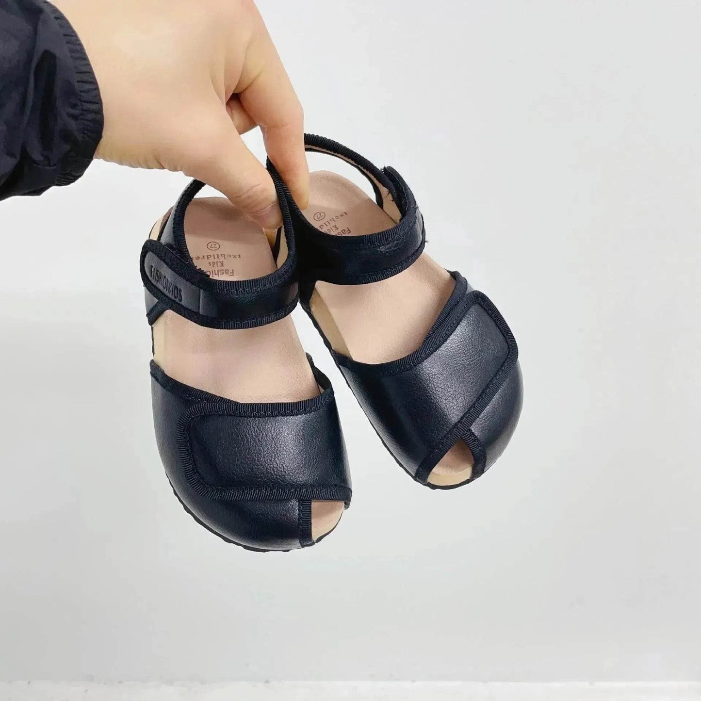 Children's Solid Color Leather Peep Toe Sandals Lightweight Pump Beach Shoes - www.Shopthatapp.com