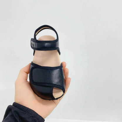 Children's Solid Color Leather Peep Toe Sandals Lightweight Pump Beach Shoes - www.Shopthatapp.com