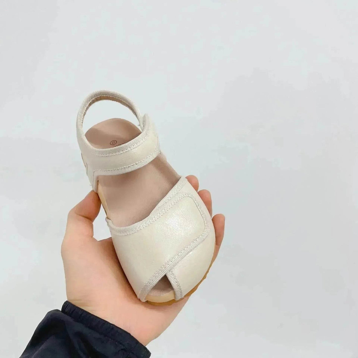 Children's Solid Color Leather Peep Toe Sandals Lightweight Pump Beach Shoes - www.Shopthatapp.com