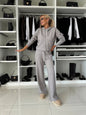 Cila Hooded Long Sleeved Sweatshirt Wide Leg Pants Set