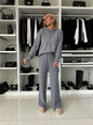 Cila Hooded Long Sleeved Sweatshirt Wide Leg Pants Set