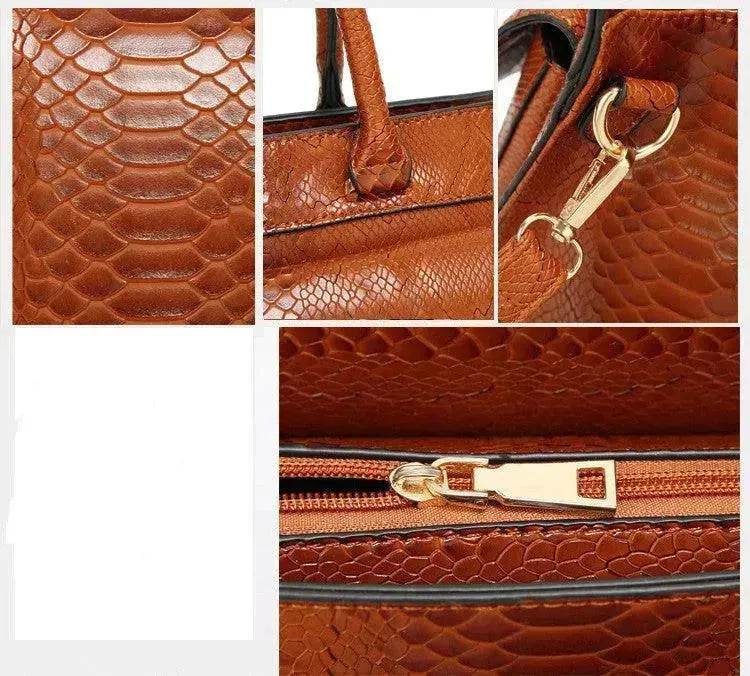 Classy European and American Women's Snake Print Zipper Handbag - www.Shopthatapp.com