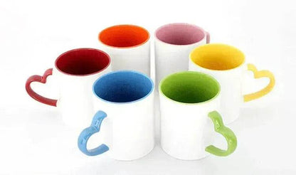 Coated Mug Heart Shaped Handle Inner Color Cup Ceramic Cup Customized - www.Shopthatapp.com