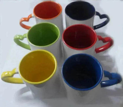Coated Mug Heart Shaped Handle Inner Color Cup Ceramic Cup Customized - www.Shopthatapp.com