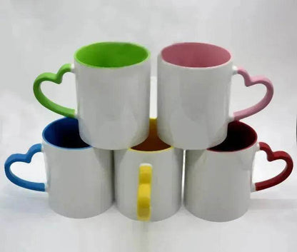 Coated Mug Heart Shaped Handle Inner Color Cup Ceramic Cup Customized - www.Shopthatapp.com
