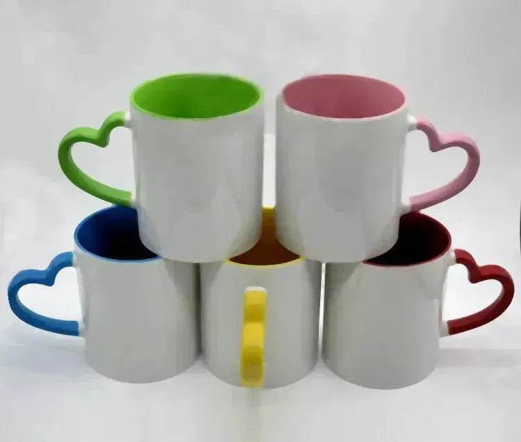 Coated Mug Heart Shaped Handle Inner Color Cup Ceramic Cup Customized - www.Shopthatapp.com