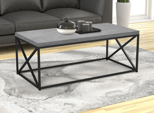 Table basse en ciment gris et métal noir