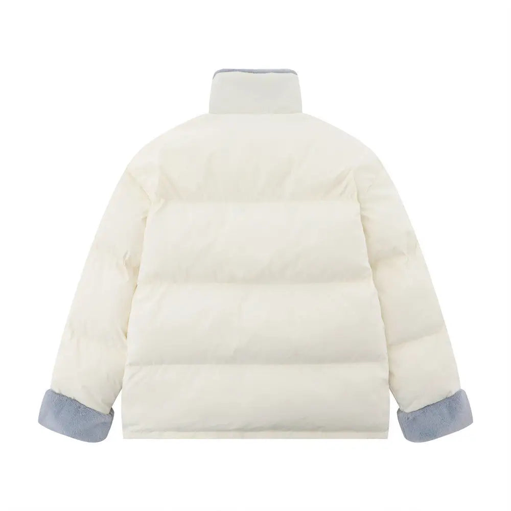 Color Contrast Patchwork Plush Stand-up Collar Cotton-padded Coat Men - www.Shopthatapp.com