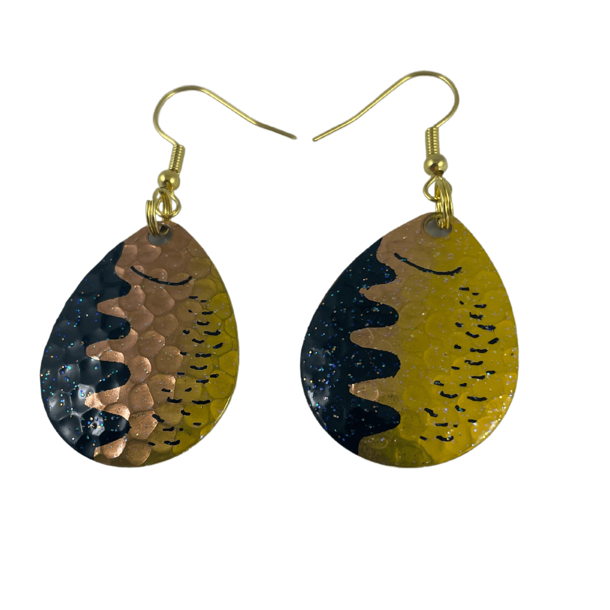 Colorado Crystal Chartreuse Hammered Copper Perch Spinner Blade Earrings - www.Shopthatapp.com