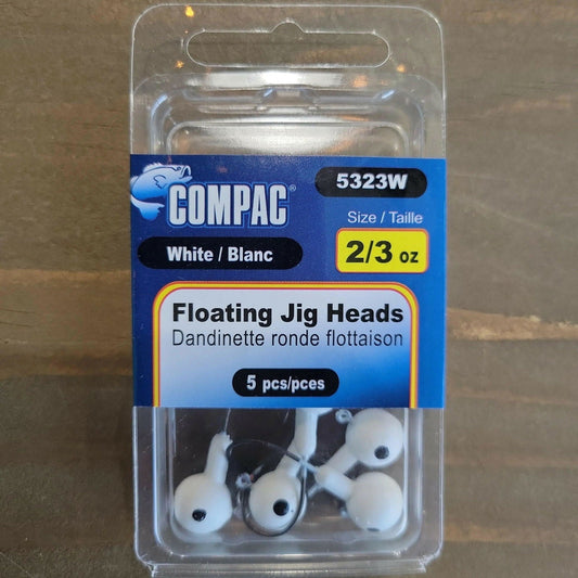 COMPAC Floating Jig Heads White #2 hook 5/pk - www.Shopthatapp.com