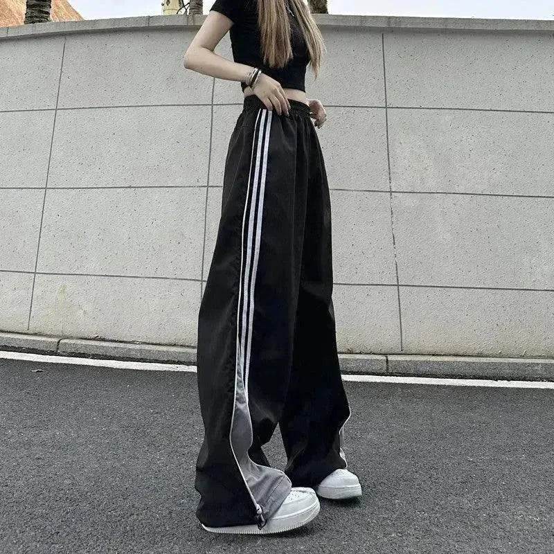 Contrast Color Side Striped Black Pants For Women - www.Shopthatapp.com