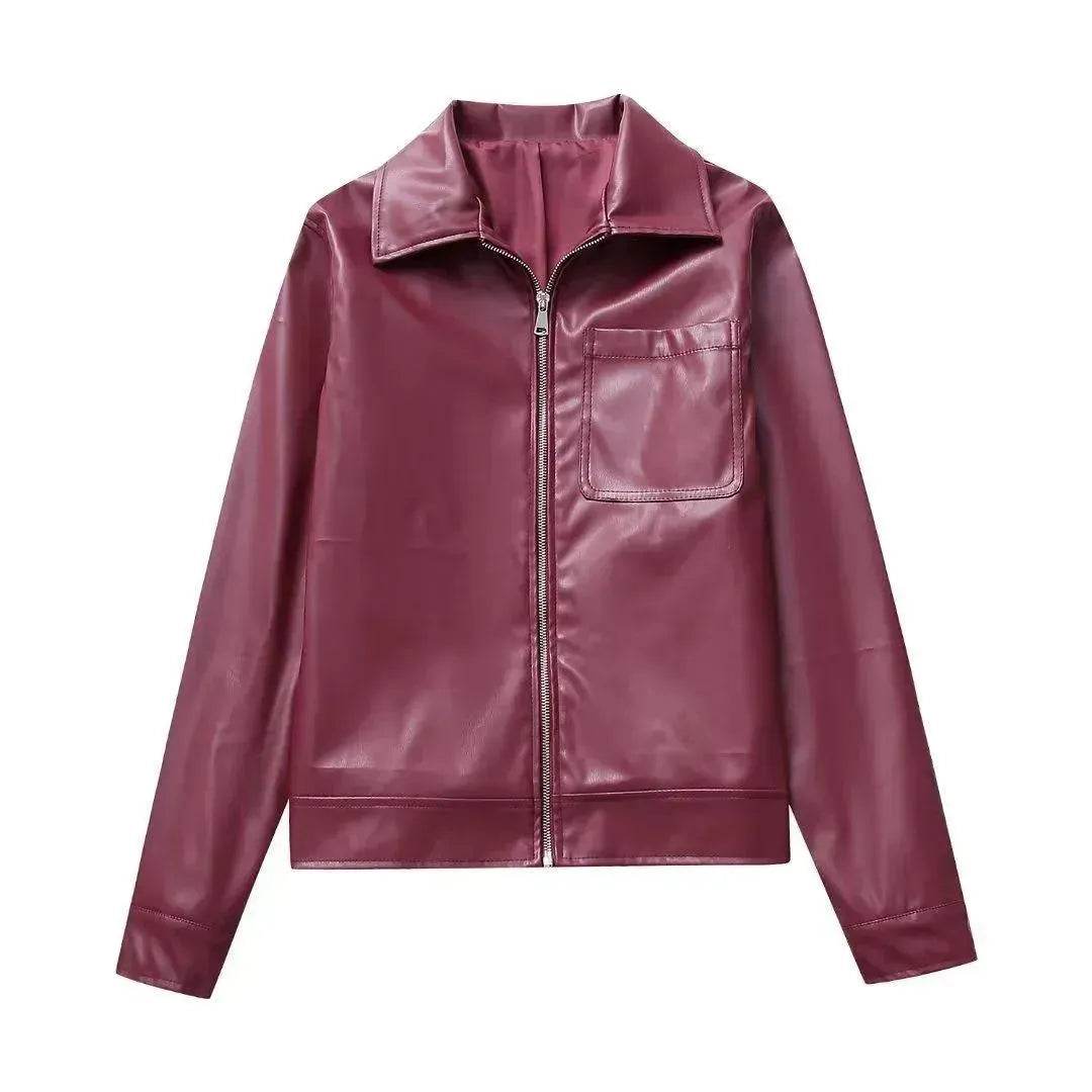 Cool And Wild Lapel Leather Biker's Leather Jacket - www.Shopthatapp.com