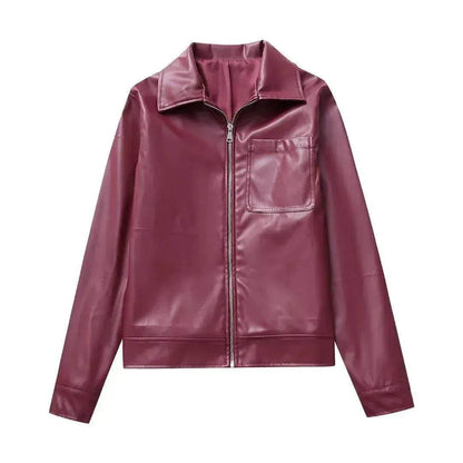 Cool And Wild Lapel Leather Biker's Leather Jacket - www.Shopthatapp.com