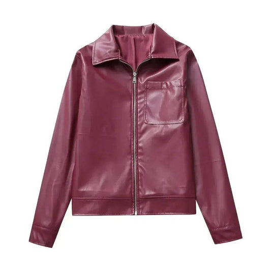 Cool And Wild Lapel Leather Biker's Leather Jacket - www.Shopthatapp.com