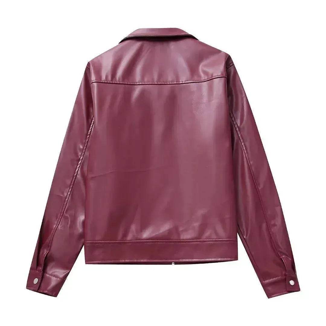 Cool And Wild Lapel Leather Biker's Leather Jacket - www.Shopthatapp.com