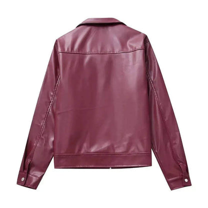 Cool And Wild Lapel Leather Biker's Leather Jacket - www.Shopthatapp.com