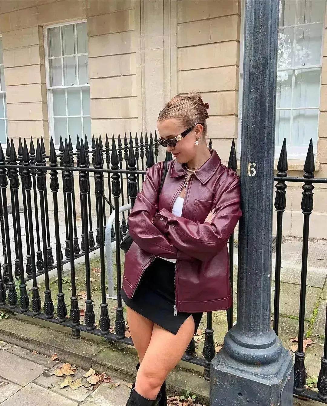 Cool And Wild Lapel Leather Biker's Leather Jacket - www.Shopthatapp.com