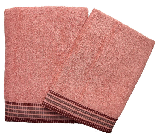 Coral Velvet Border Towels - www.Shopthatapp.com