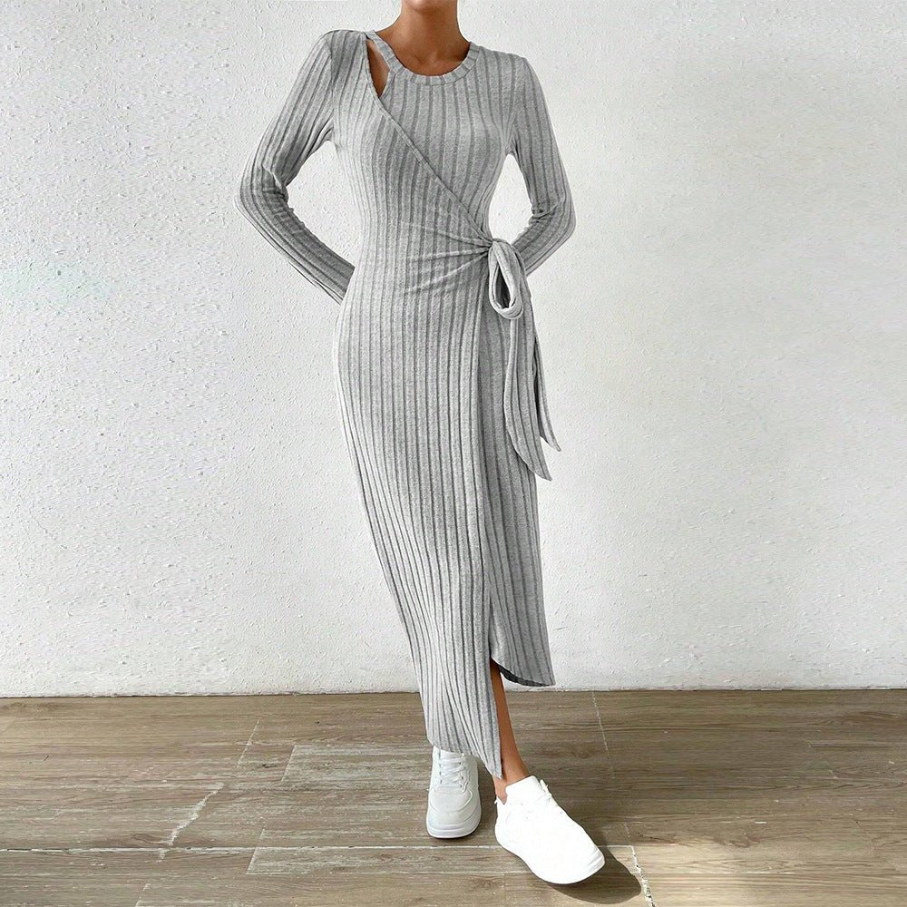 Corby Long Sleeve Tie Up Split Dress - www.Shopthatapp.com