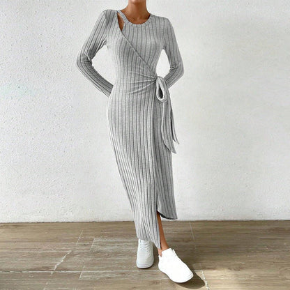Corby Long Sleeve Tie Up Split Dress - www.Shopthatapp.com