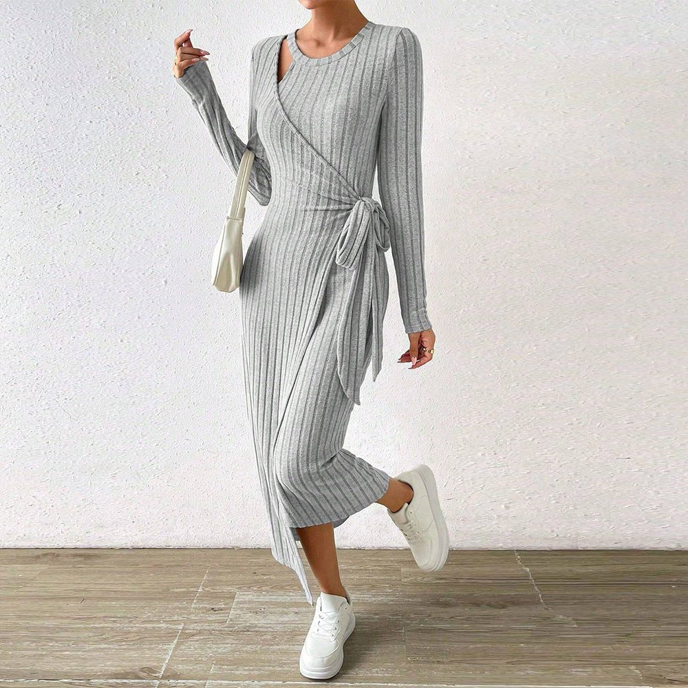 Corby Long Sleeve Tie Up Split Dress - www.Shopthatapp.com