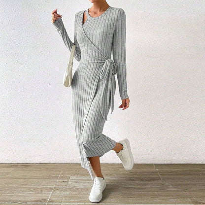 Corby Long Sleeve Tie Up Split Dress - www.Shopthatapp.com