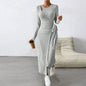Corby Long Sleeve Tie Up Split Dress - www.Shopthatapp.com