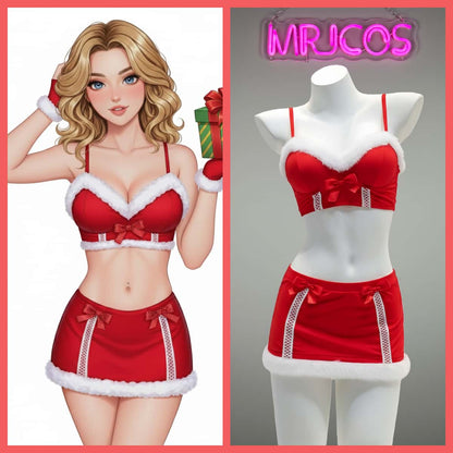 Festive 3-Piece Christmas Cosplay Costume Sexy Holiday Party Lingerie Set - www.Shopthatapp.com