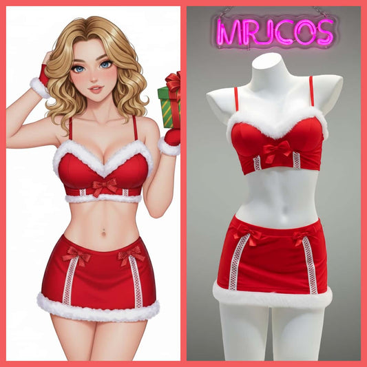 Festive 3-Piece Christmas Cosplay Costume Sexy Holiday Party Lingerie Set - www.Shopthatapp.com