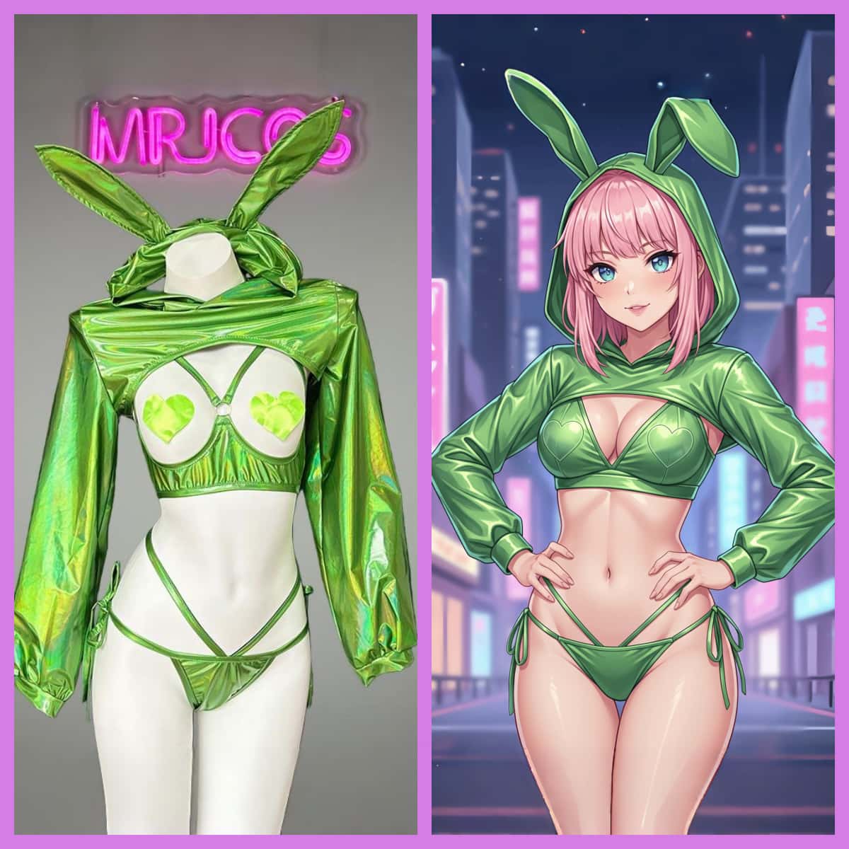 Anime Bunny Girl Style Neo Chrome Spandex Swimwear Sexy Bikini Cosplay Lingerie - www.Shopthatapp.com
