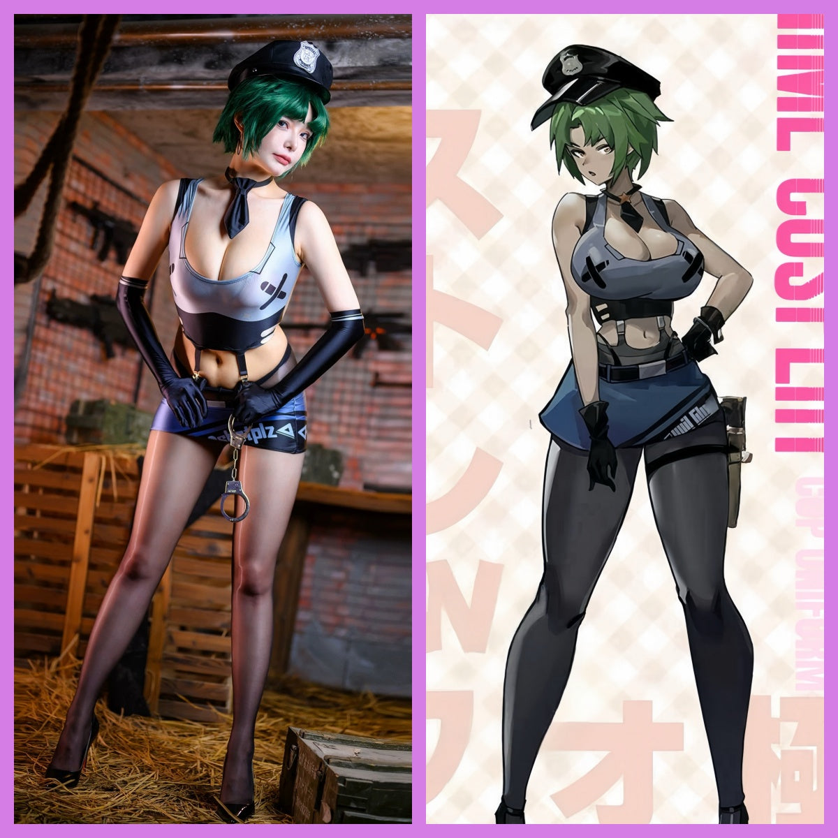 Anime Sci-fi Style Spandex Sexy Cop Cosplay Race Queen Costume Lingerie - www.Shopthatapp.com