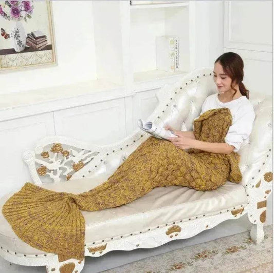 Creative Winter Woolen Mermaid Tail Sofa Blanket - www.Shopthatapp.com