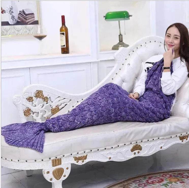 Creative Winter Woolen Mermaid Tail Sofa Blanket - www.Shopthatapp.com