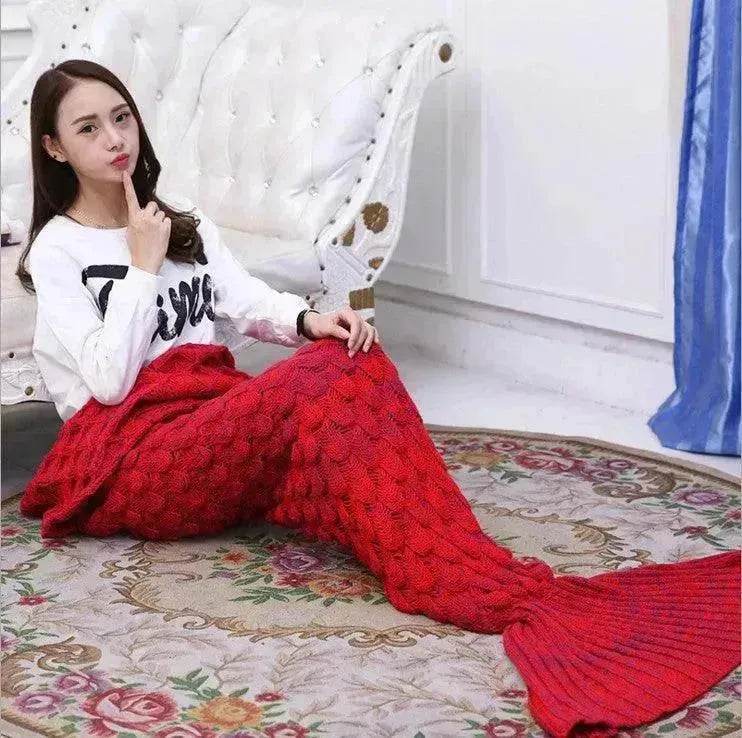 Creative Winter Woolen Mermaid Tail Sofa Blanket - www.Shopthatapp.com