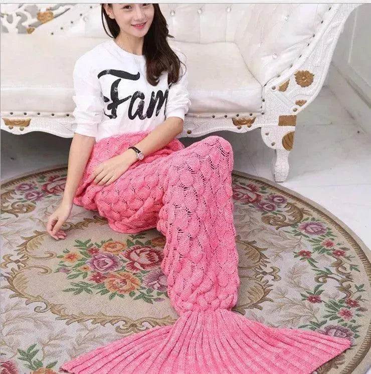 Creative Winter Woolen Mermaid Tail Sofa Blanket - www.Shopthatapp.com