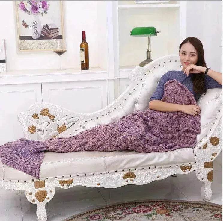 Creative Winter Woolen Mermaid Tail Sofa Blanket - www.Shopthatapp.com