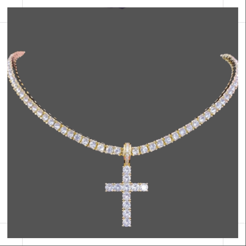 Cross Tennis Chain - Gold - www.Shopthatapp.com