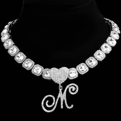 Cursive Letter Pendant Micro Tennis Cluster Chain - Silver - www.Shopthatapp.com