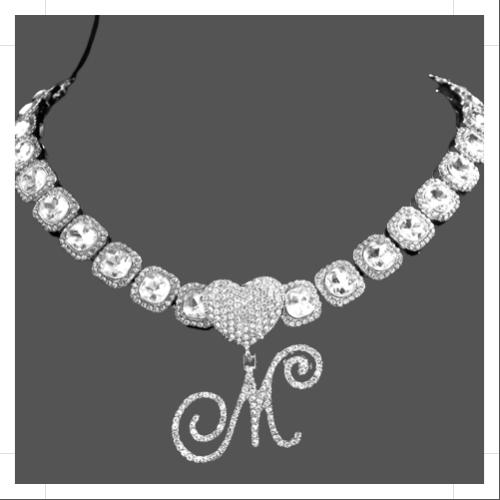 Cursive Letter Pendant Micro Tennis Cluster Chain - Silver - www.Shopthatapp.com