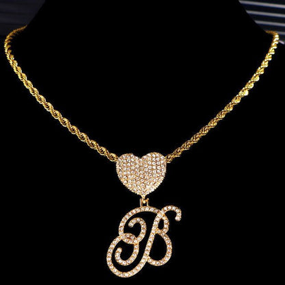 Cursive Letter Pendant Rope Chain - Gold - www.Shopthatapp.com