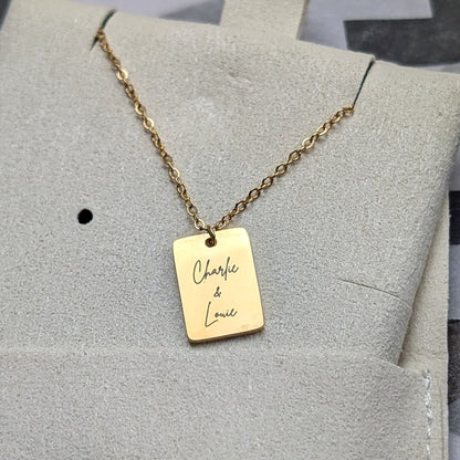 Collier petit rectangle imprimé à la demande