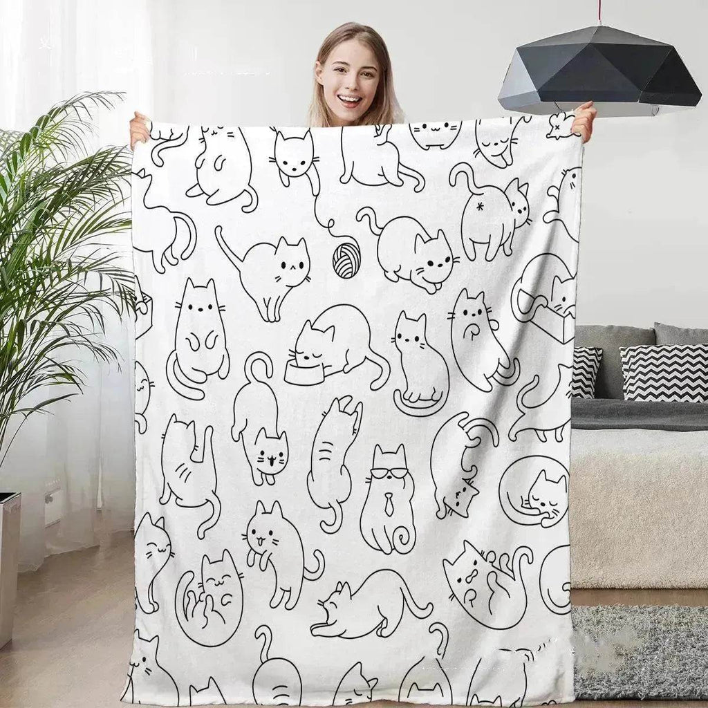 Cute Cat Digital Printing Flannel Blanket - www.Shopthatapp.com