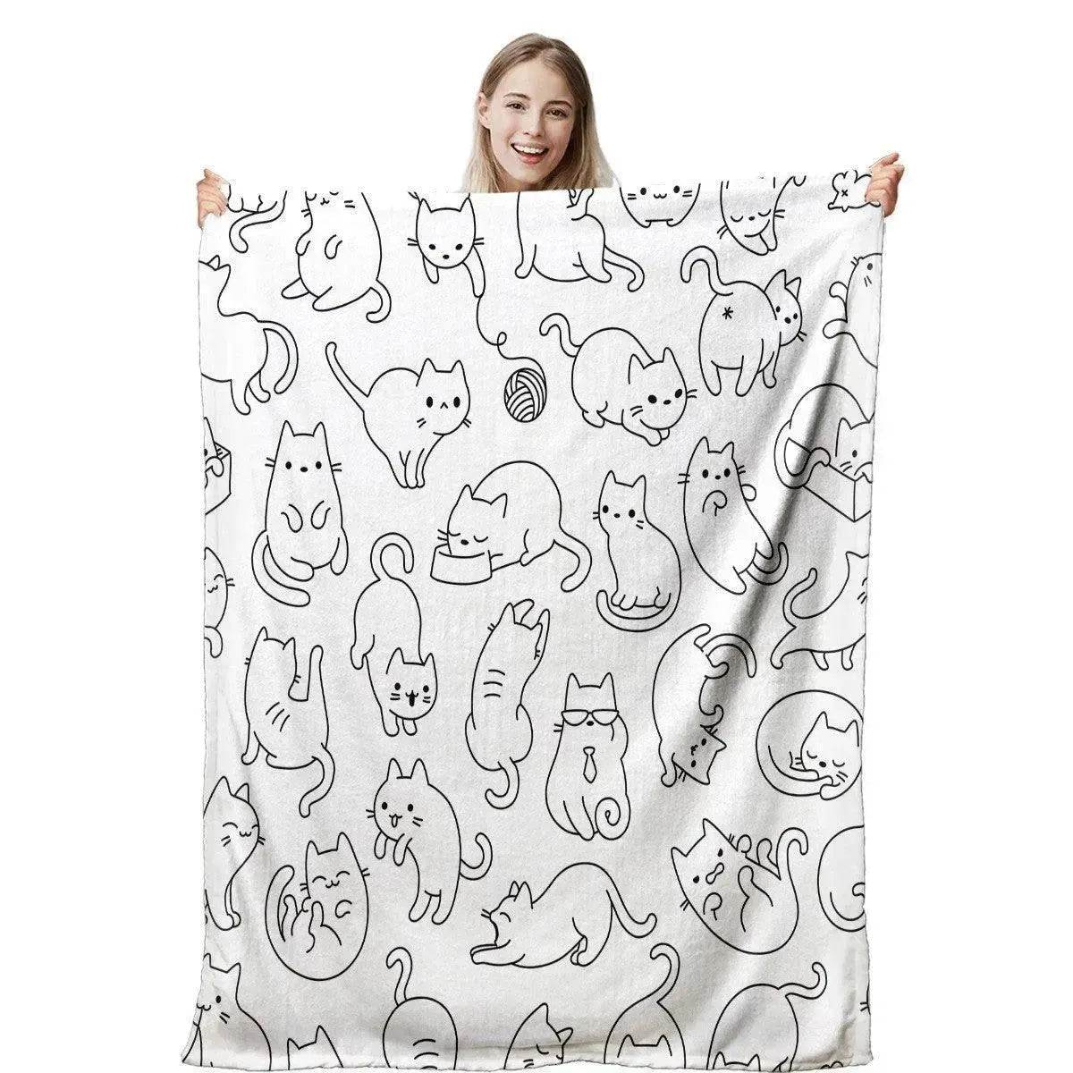 Cute Cat Digital Printing Flannel Blanket - www.Shopthatapp.com