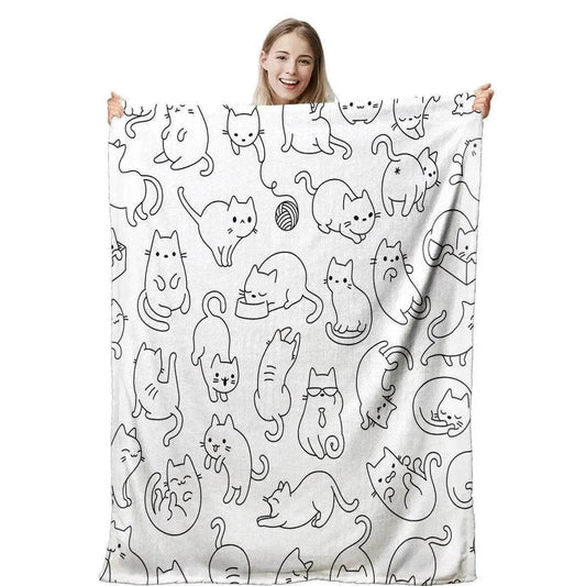 Cute Cat Digital Printing Flannel Blanket - www.Shopthatapp.com